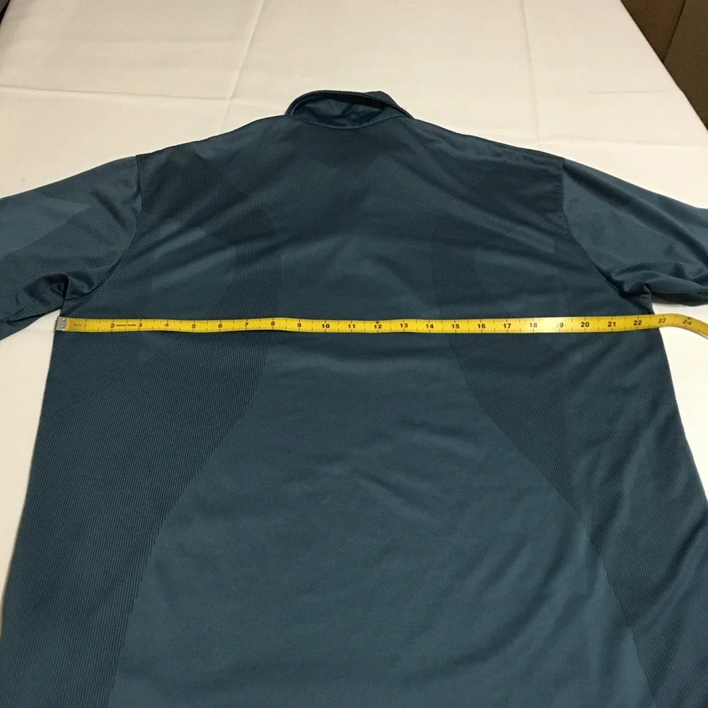 Nike Golf Polo Shirt Mens Large Blue Short Sleeve 1/4 Zip Dri-FIT Performance